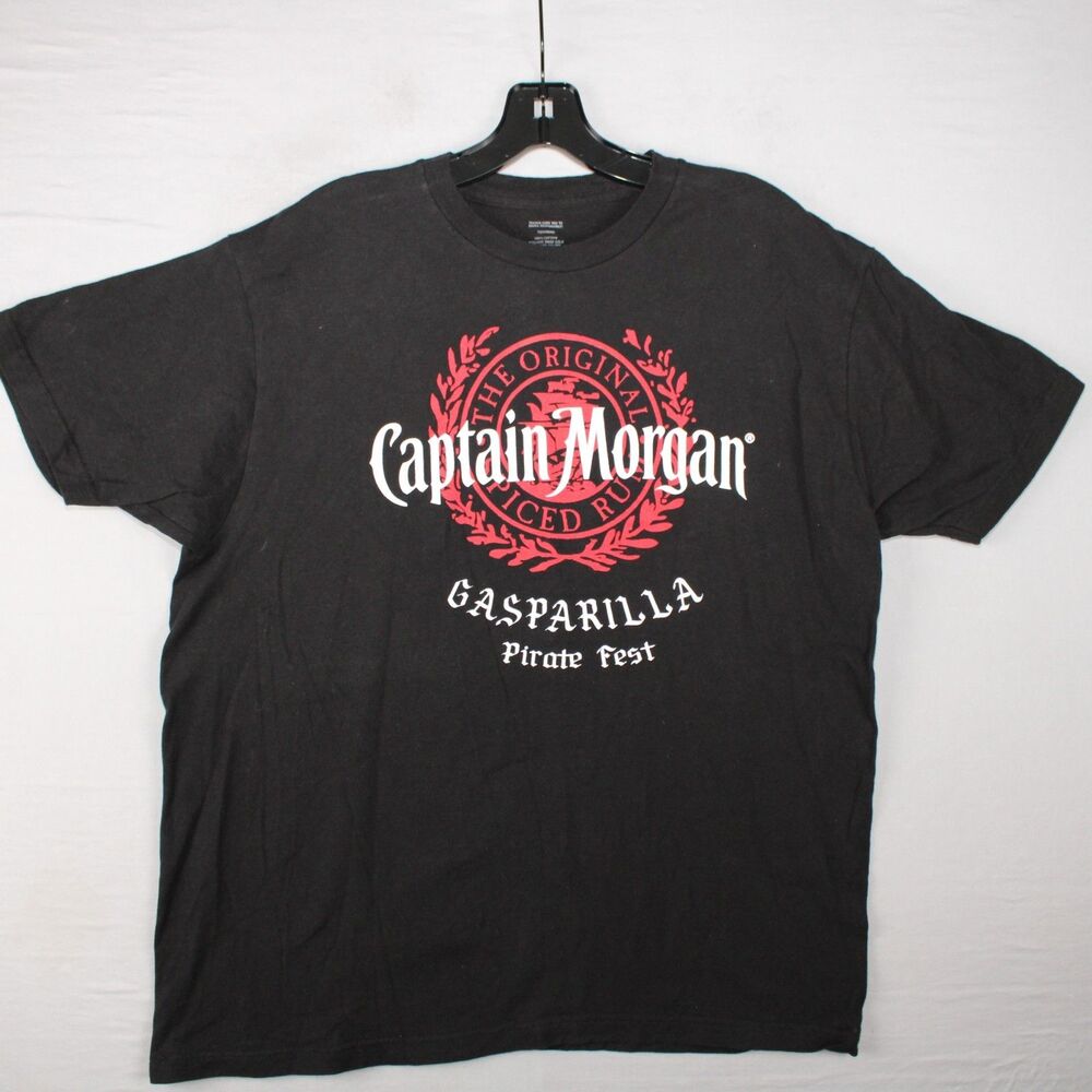 Captain Morgan Gasparilla Pirate Fest Large Black Shirt Logo Graphic Rum